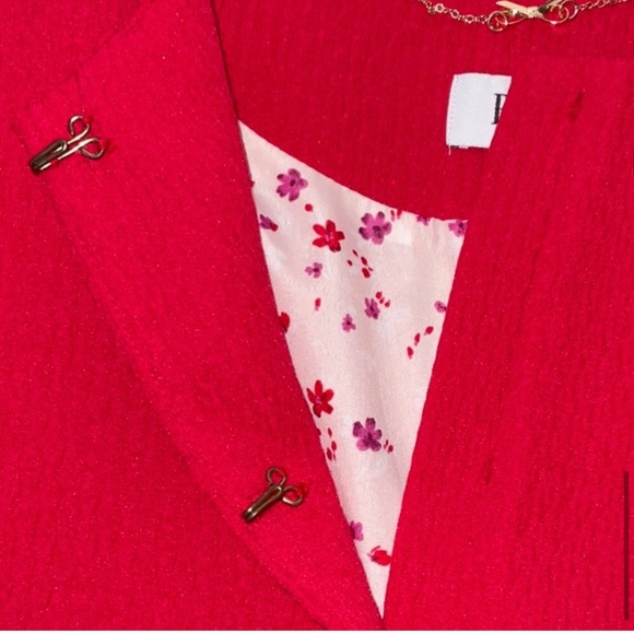 ELLE • Chic Pink Ruffle 3/4 Sleeve Jacket - Picture 3 of 12